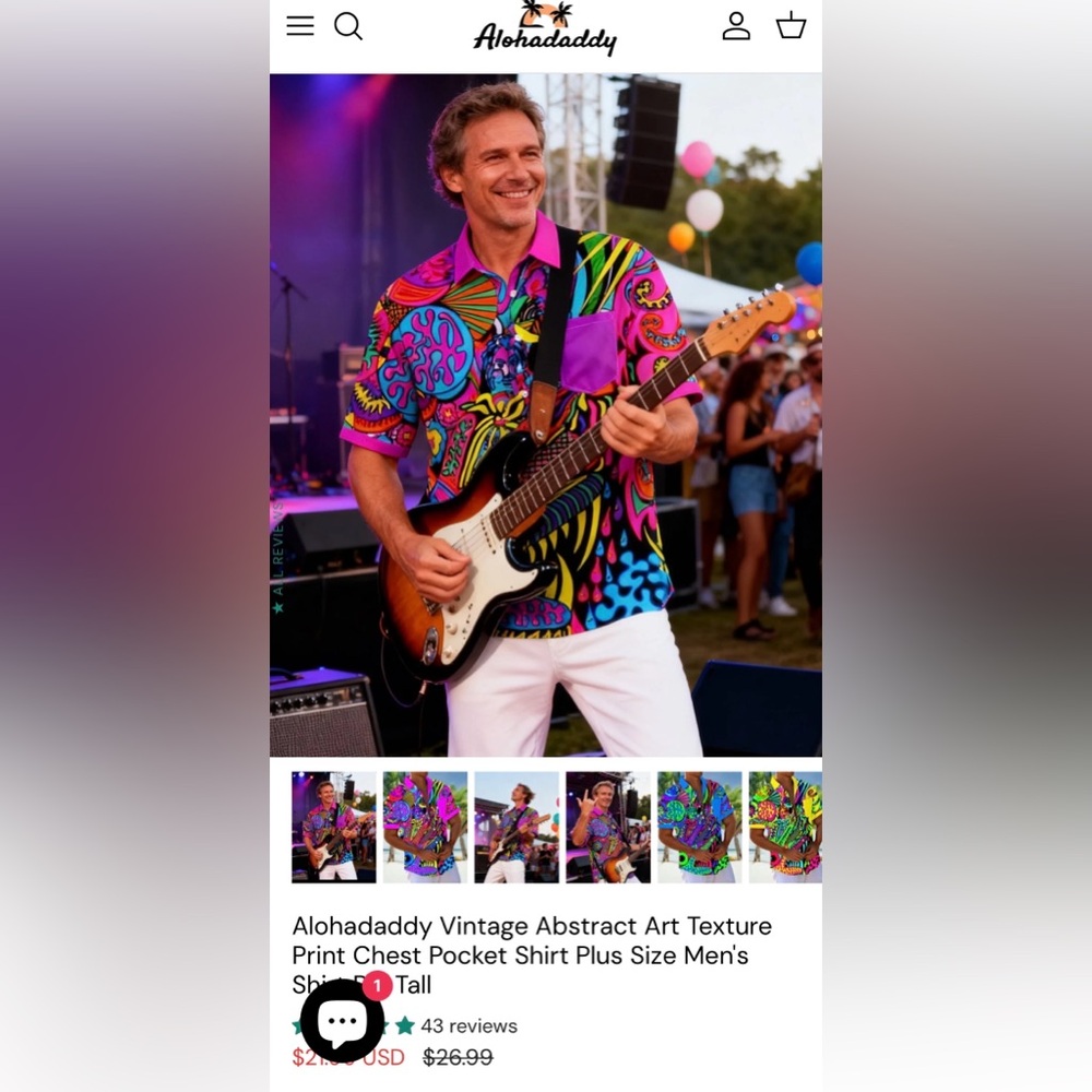 Aloha Daddy Retro Hawaiian 80s Hippie Shirt XL